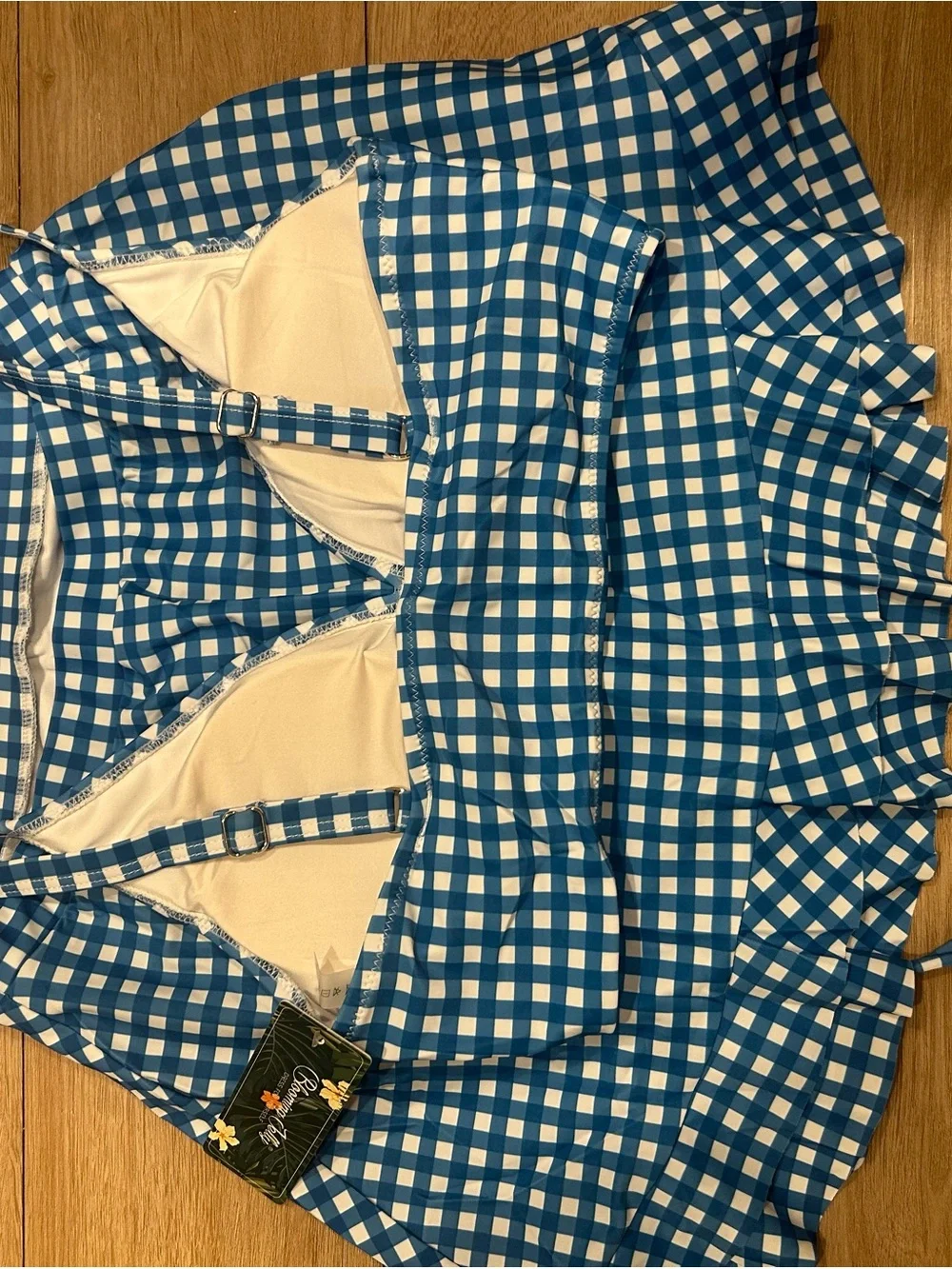 Blue Gingham 2 piece bathing suit new with tags- Women size medium